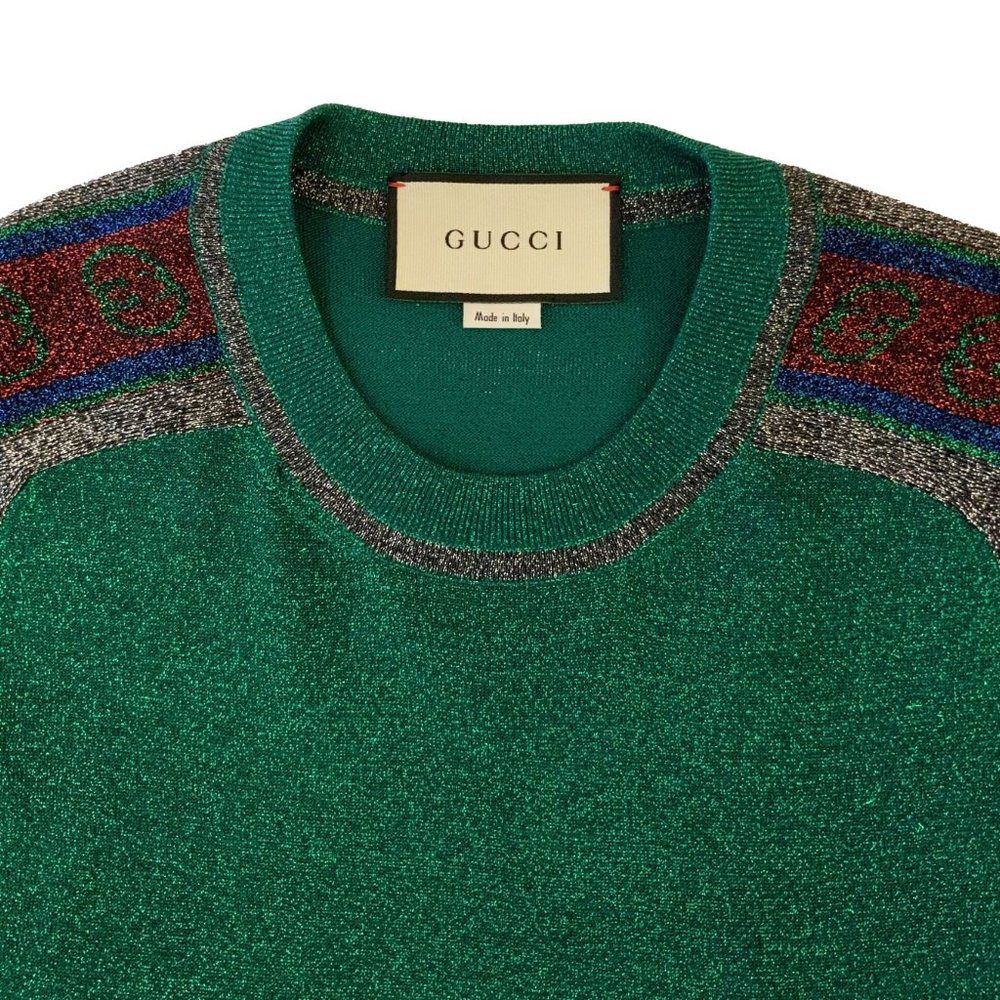 Gucci Metallic T-shirt Dress in Green NEW WITH TAGS - Picture 11 of 13